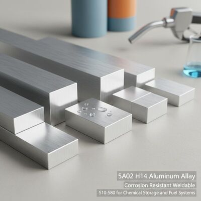 5A02 H14 Aluminium Alloy Square Bar - Korosi tahan las S10-S80 untuk penyimpanan kimia dan sistem bahan bakar