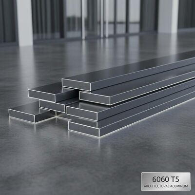 6060 T5 Aluminium Flat Bar Berkualitas Arsitektur dengan Anodizing Finish Superior untuk Bingkai Pintu Jendela dan Dinding Tirai