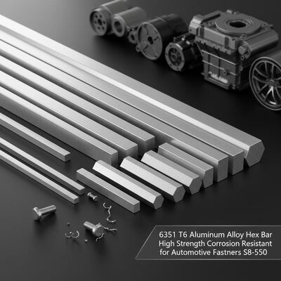 6351 T6 Aluminium Alloy Hex Bar Kekuatan Tinggi Tahan Korosi untuk Pengencang Otomotif S8-S50