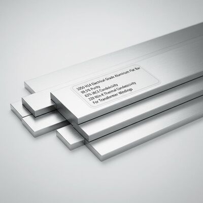 Batang Aluminium Datar Kelas Listrik 1050 H14 dengan Kemurnian 99,5% dan Konduktivitas 62% IACS untuk Lilitan Transformator