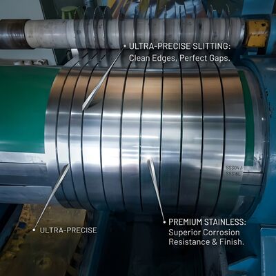 Strip Panel Dekoratif Cermin Kumparan Baja Tahan Karat 304 Poles 8K Reflektif